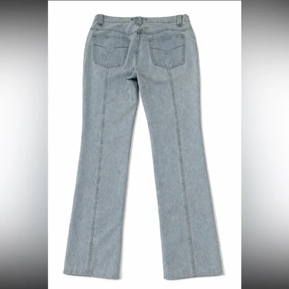 Vintage Harley Davidson 90’s #1 Patch Light Wash Blue Biker Y2K Jeans Size 14 - Picture 4 of 16